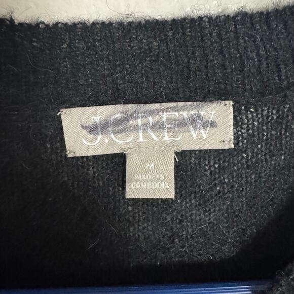 J.Crew Alpaca-Blend Oversized Sweater T-Shirt WMNS M Black Short Sleeve Crewneck - Picture 3 of 6